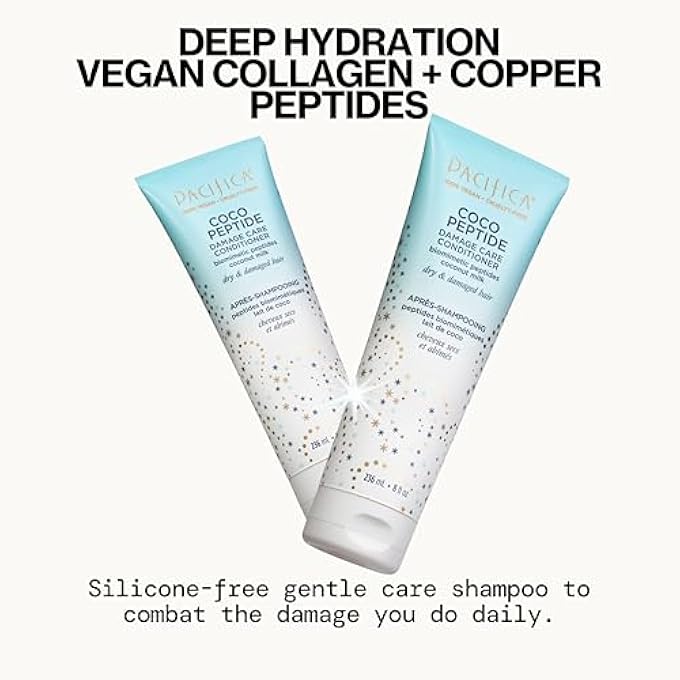 Pacifica BEAUTY, COCO PEPTIDE DAMAGE CARE CONDITIONER, DRY & DAMAGED HAIR, REPAIR DAMAGE FROM BLEACH, COLOR, CHEMICAL SERVICES, CHLORINE, & HEAT, COCONUT, VITAMIN B5, PEPTIDE, SPLIT ENDS & BREAKAGE - Image 3